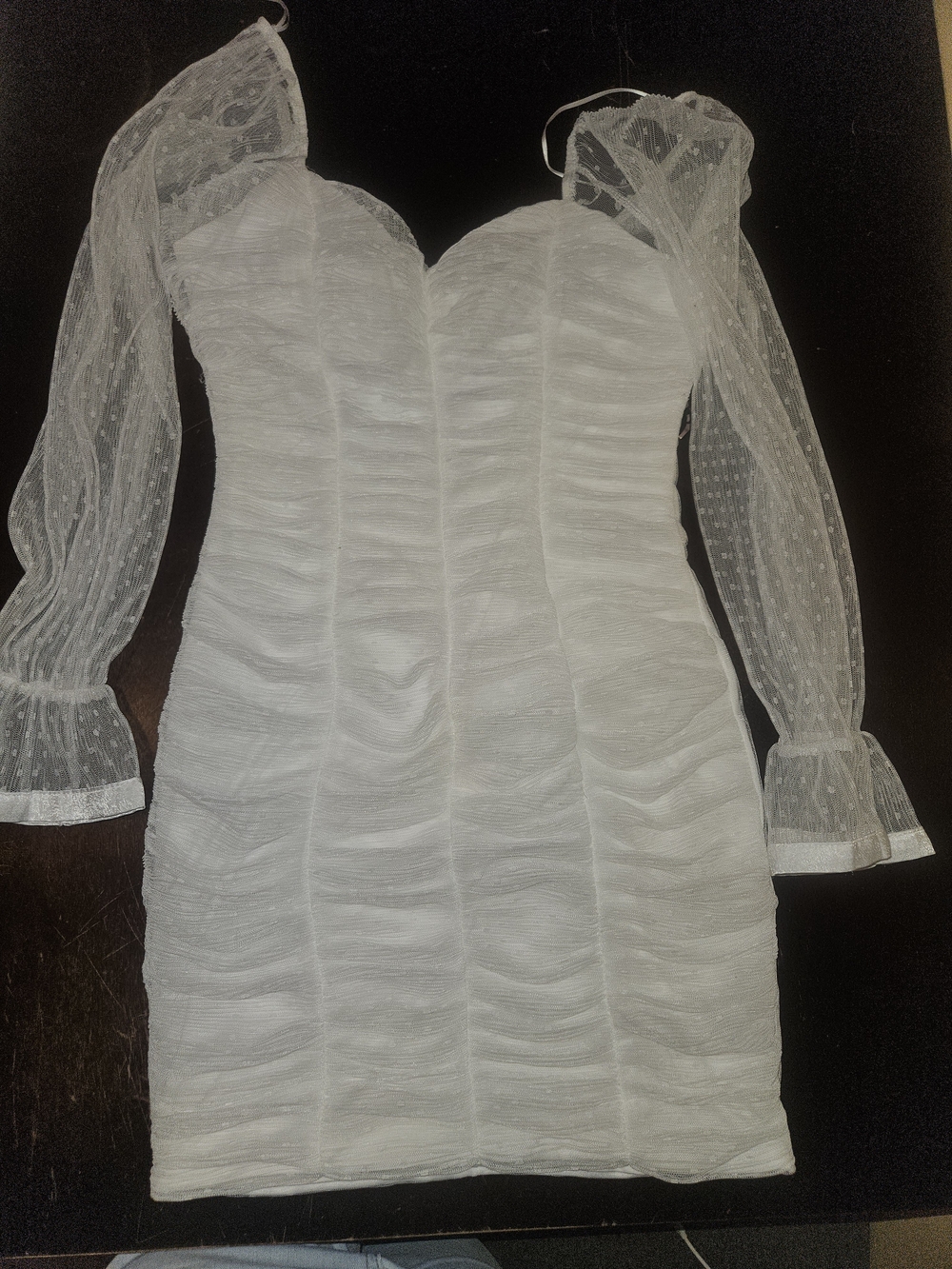 Haute Monde White Textured Strap Dress